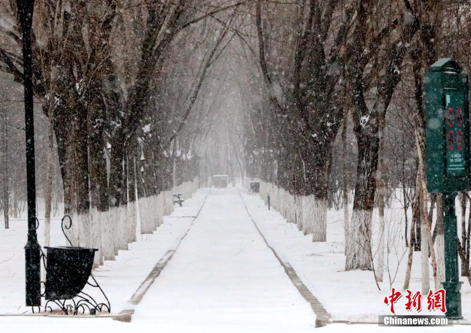 中国边城黑河四月迎暴雪