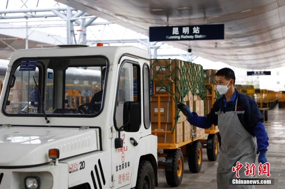 云南向上海捐赠的首批防疫药品经铁路运往上海