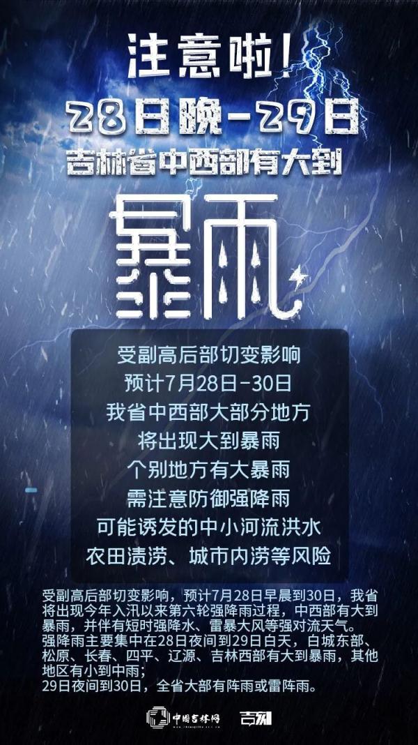 预警连发！吉林省迎来新一轮强降雨