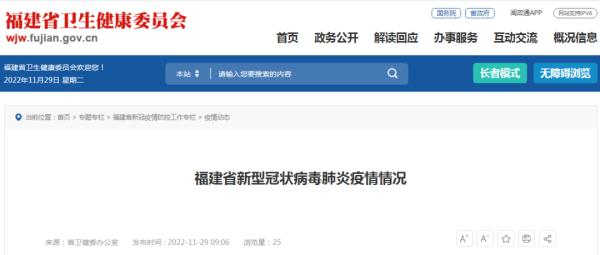 11月28日福建省新型冠状病毒肺炎疫情情况