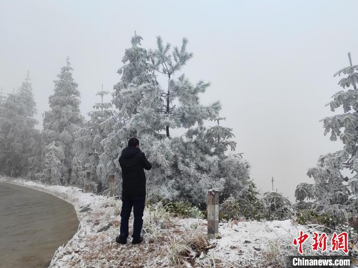 寒潮抵达广西 大山苗乡变“雪乡”