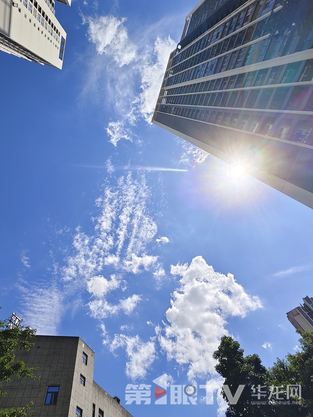 快抬头!天空飘来朵朵“棉花糖” 渝北区,白云朵朵。第1眼TV-华龙网记者 石涛 摄