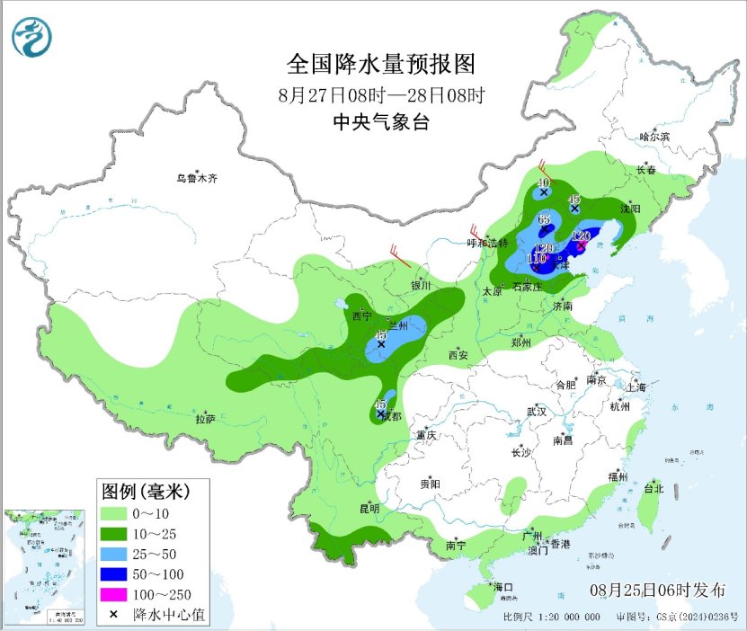 华北及甘肃有较强降雨 江淮江南及重庆炎热依旧