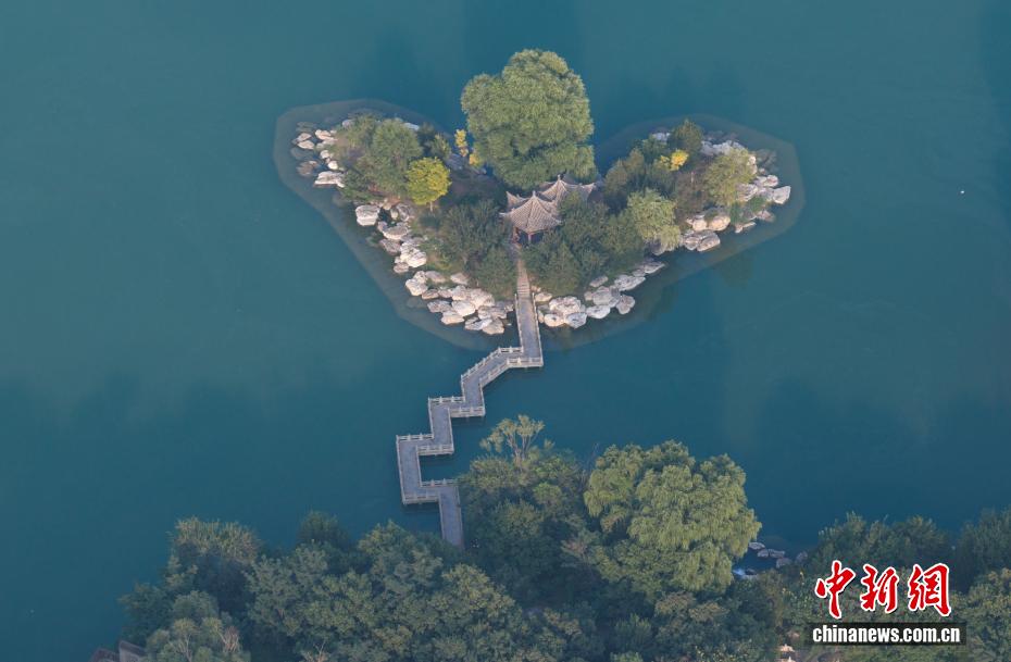 航拍山西晋祠风景