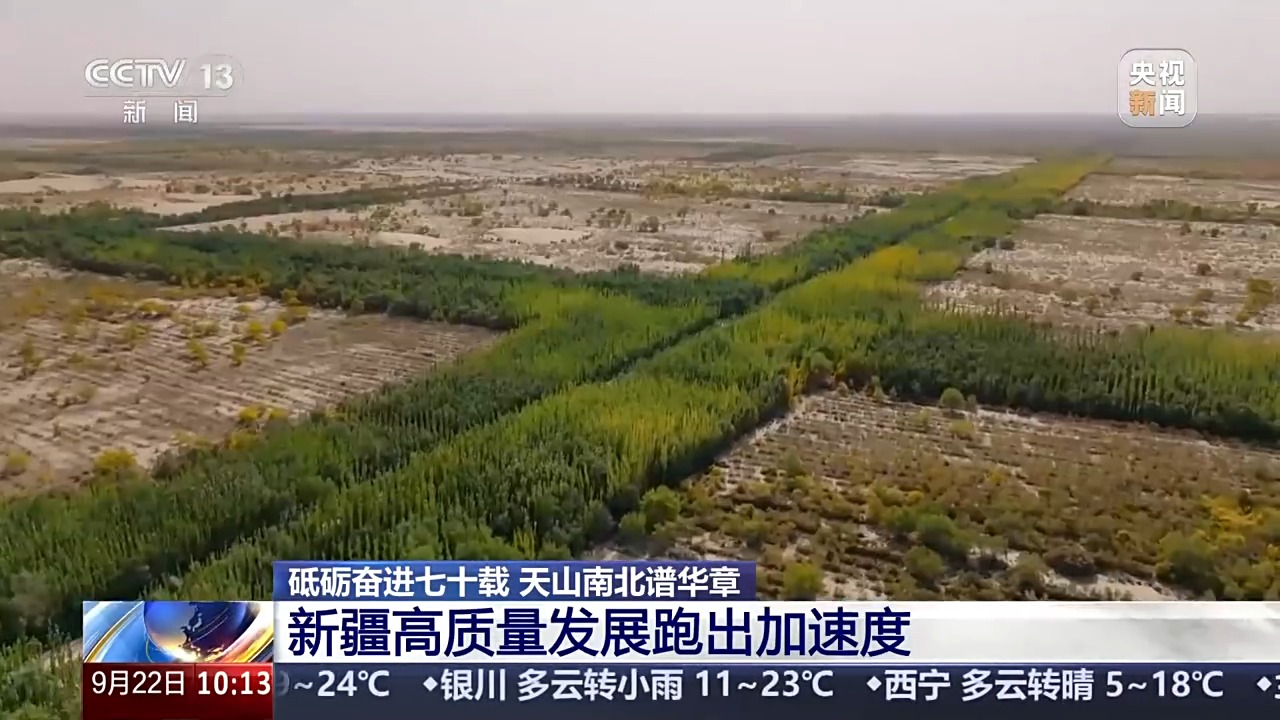 砥砺奋进七十载 天山南北谱华章丨从“不毛之地”到“连片绿” 一组数据看新疆高质量发展“加速度”
