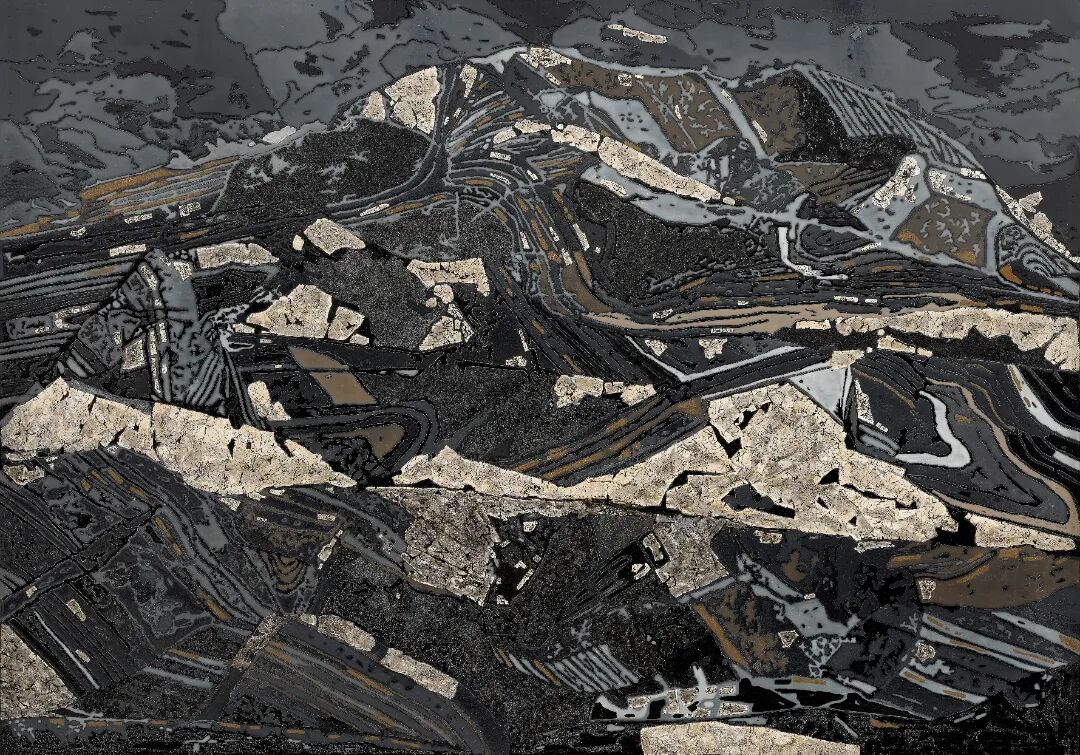 陈思宇《远山》105x150cm 综合材料(木板、大漆、蛋壳、砂) 2024年.jpg