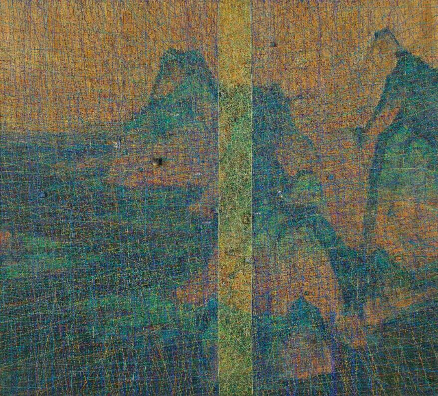 彭洪兵《国粹之六·青绿家园》 180x200cm综合材料（丙烯、金属线、芯片、纸） 2025年.jpg