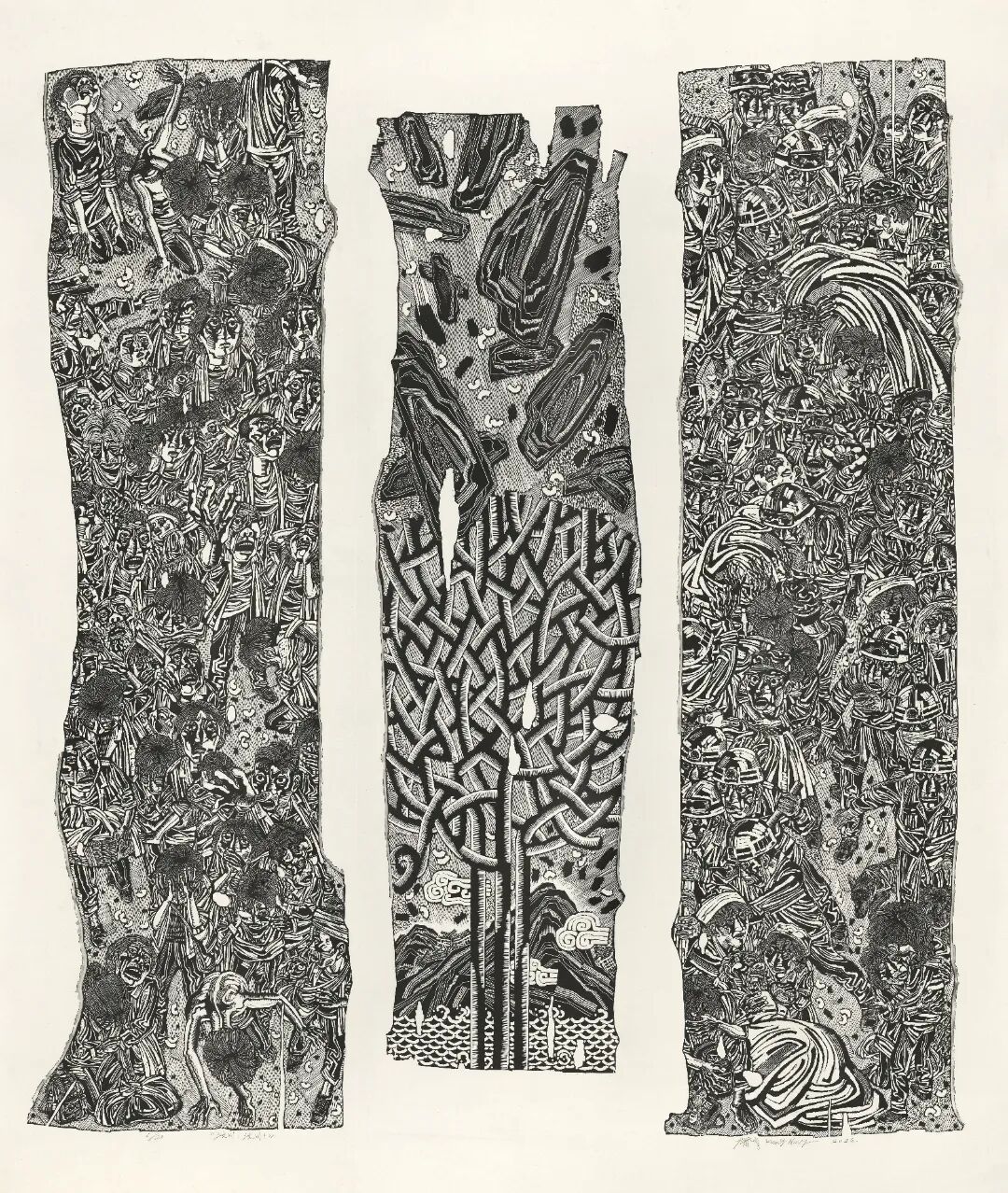 康宁《汶川!汶川!》200x180cm 黑白木刻版画 2022年.jpg