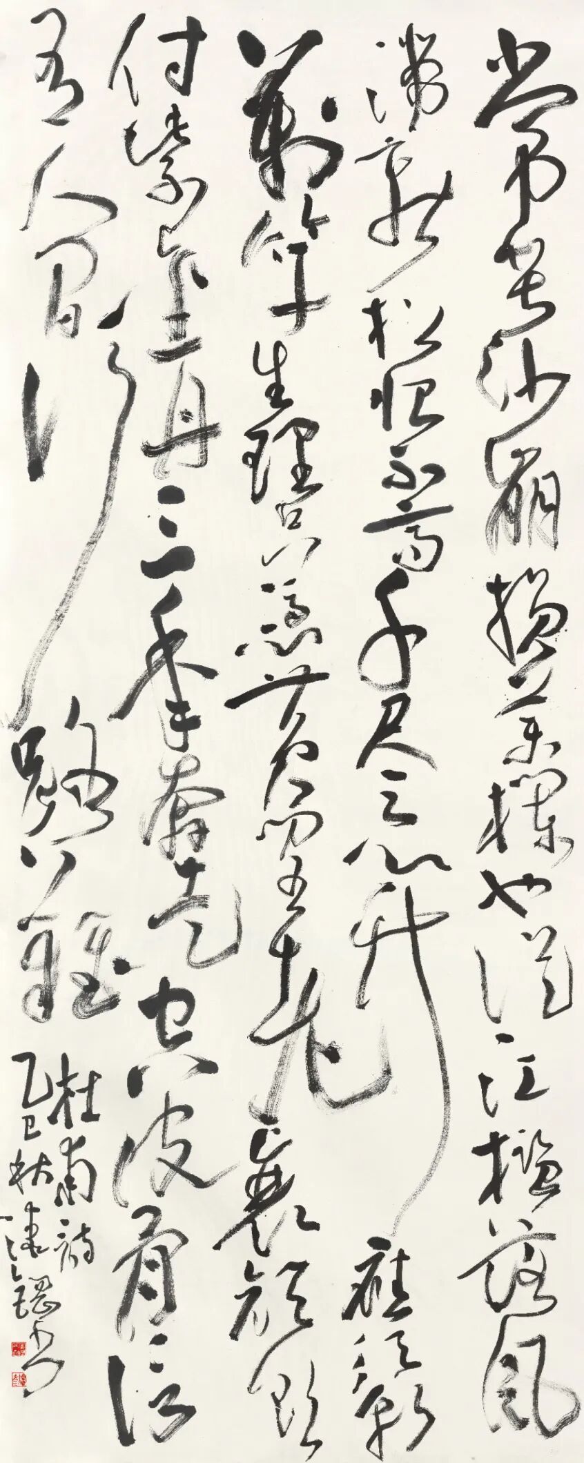 漆钢 杜甫《将赴成都草堂途中有作先寄严郑公五首·其四》 366cmx146cm2025年.jpg