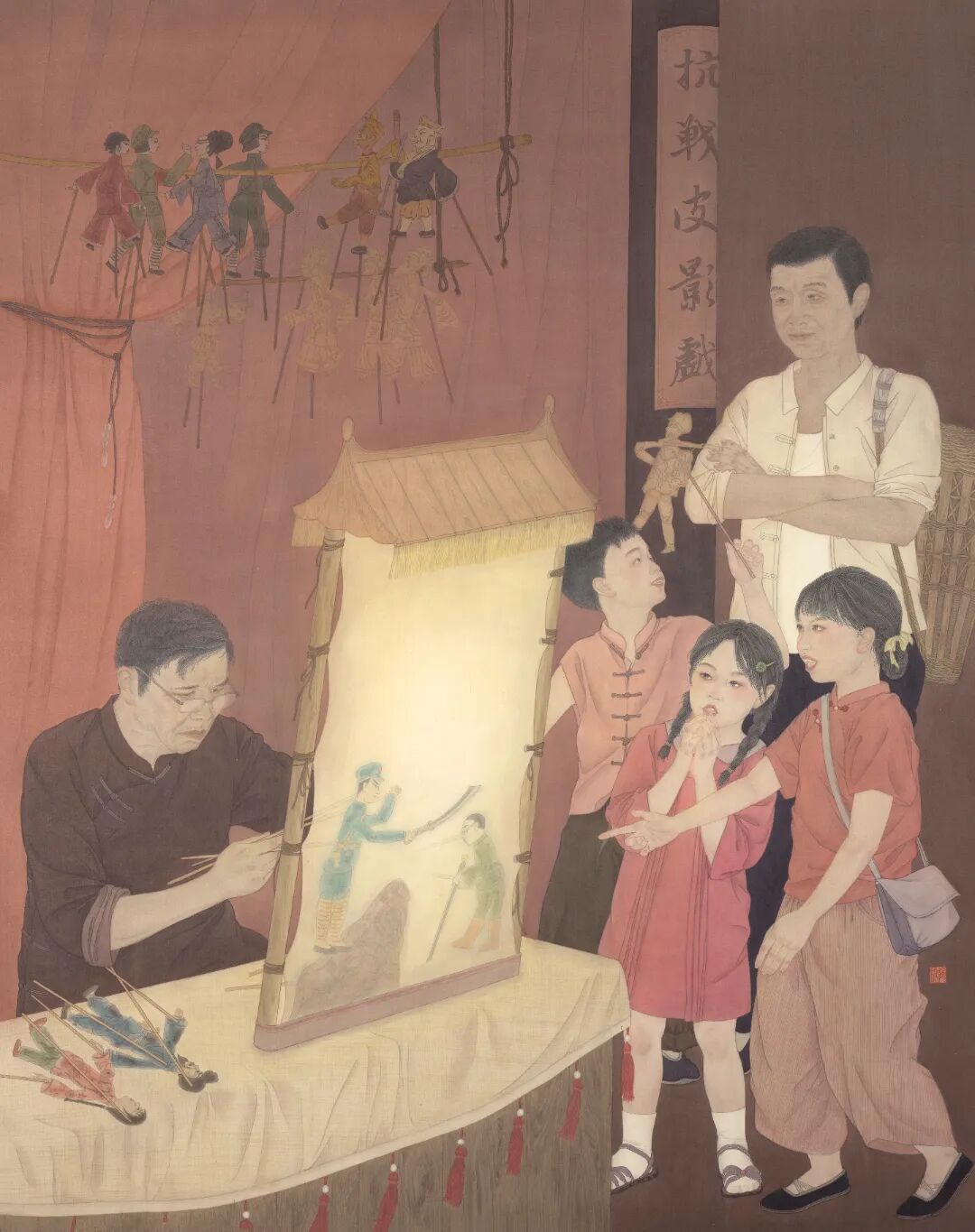 龙锐《抗战皮影戏》146x115.5cm 中国画 2025年.jpg