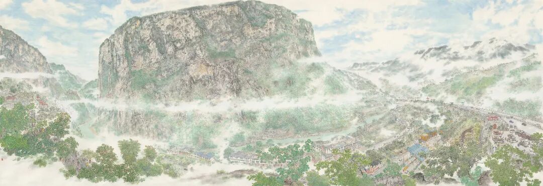 唐德福《西部交通走廊——豆沙关》215x625cm 中国画 2024年.jpg