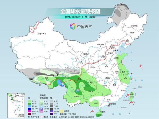我国中东部降水发展多地气温下滑 青藏高原大范围雨雪持续