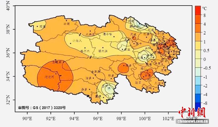 数据显示:1961年以来青海冬季平均气温每十年上升0.46℃