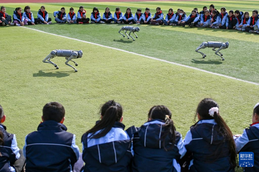 江苏昆山:机器狗“领跑”大课间