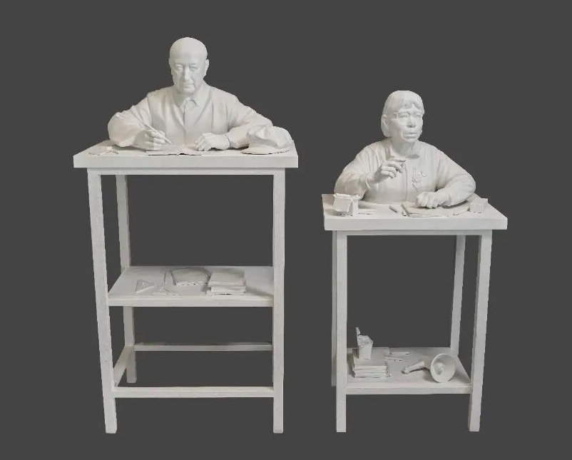 马俊，张宝天 《国之脊梁·星辰与灯火》 68x100x80cmx2 雕塑（陶瓷、木材） 2024年.jpg